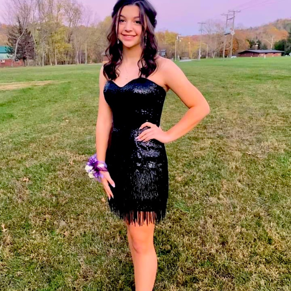 Sherri Hill, black, beaded homecoming dress.
